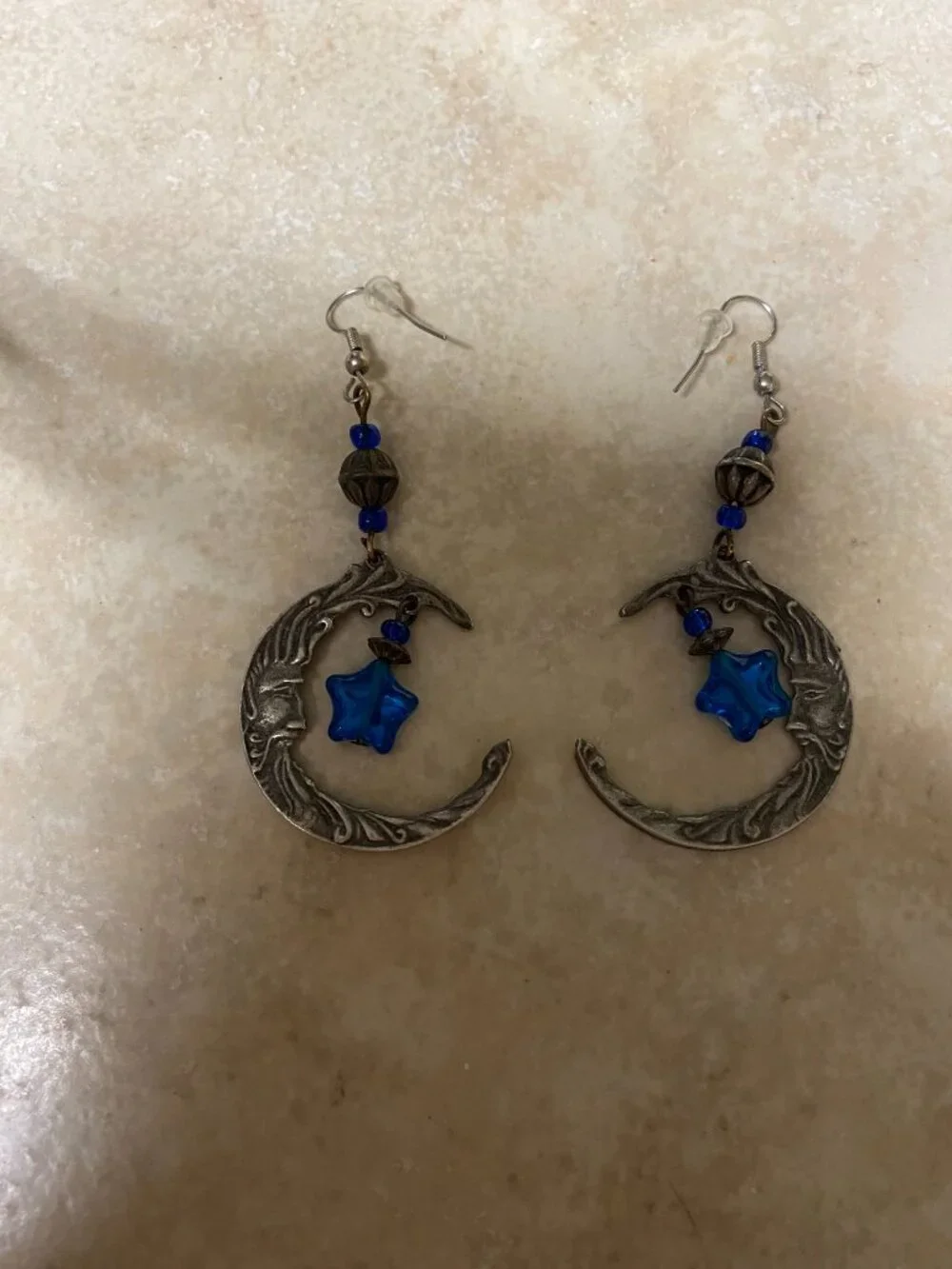 Handmade Moon & stars earrings. - Picture 3 of 4
